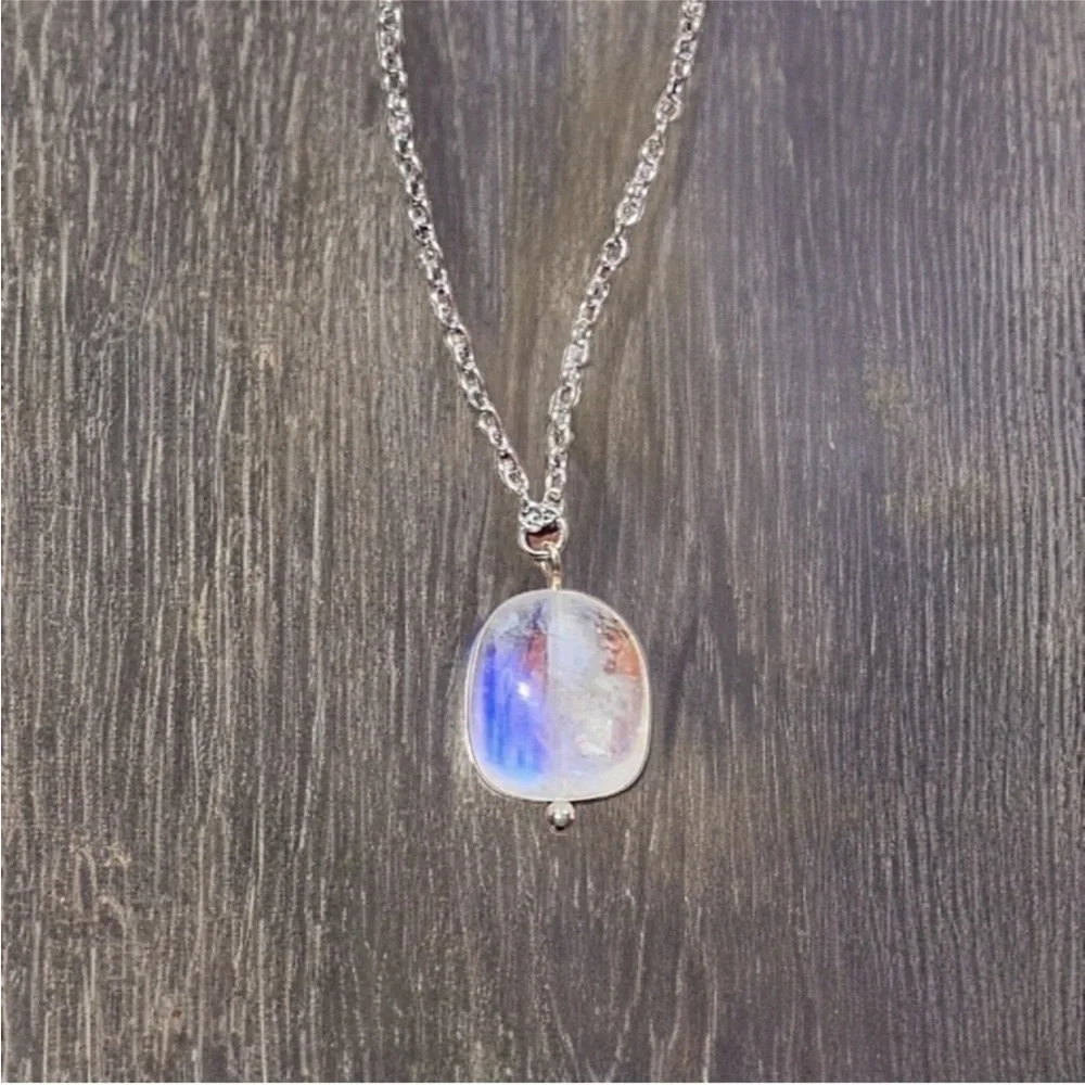 Hand Made Rainbow Moonstone Charm Necklace